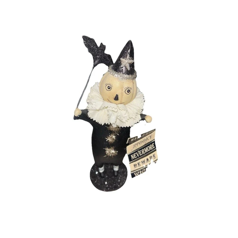 Enesco Heather Meyers Jack Be Little Pumpkin Black White Clown Halloween Bat